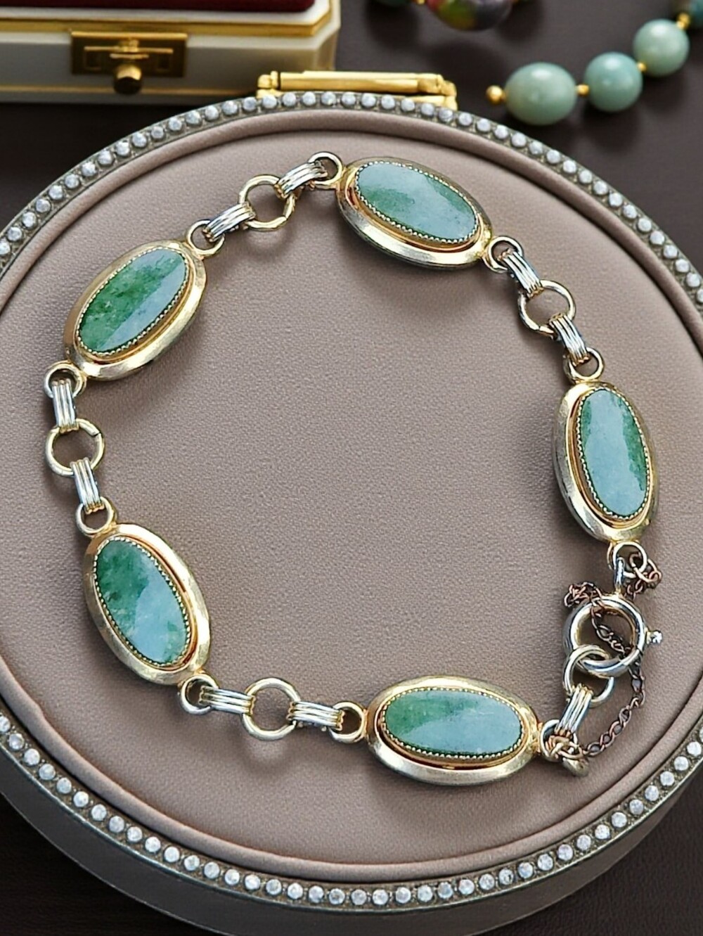 Vintage 12k GF Jade Bracelet